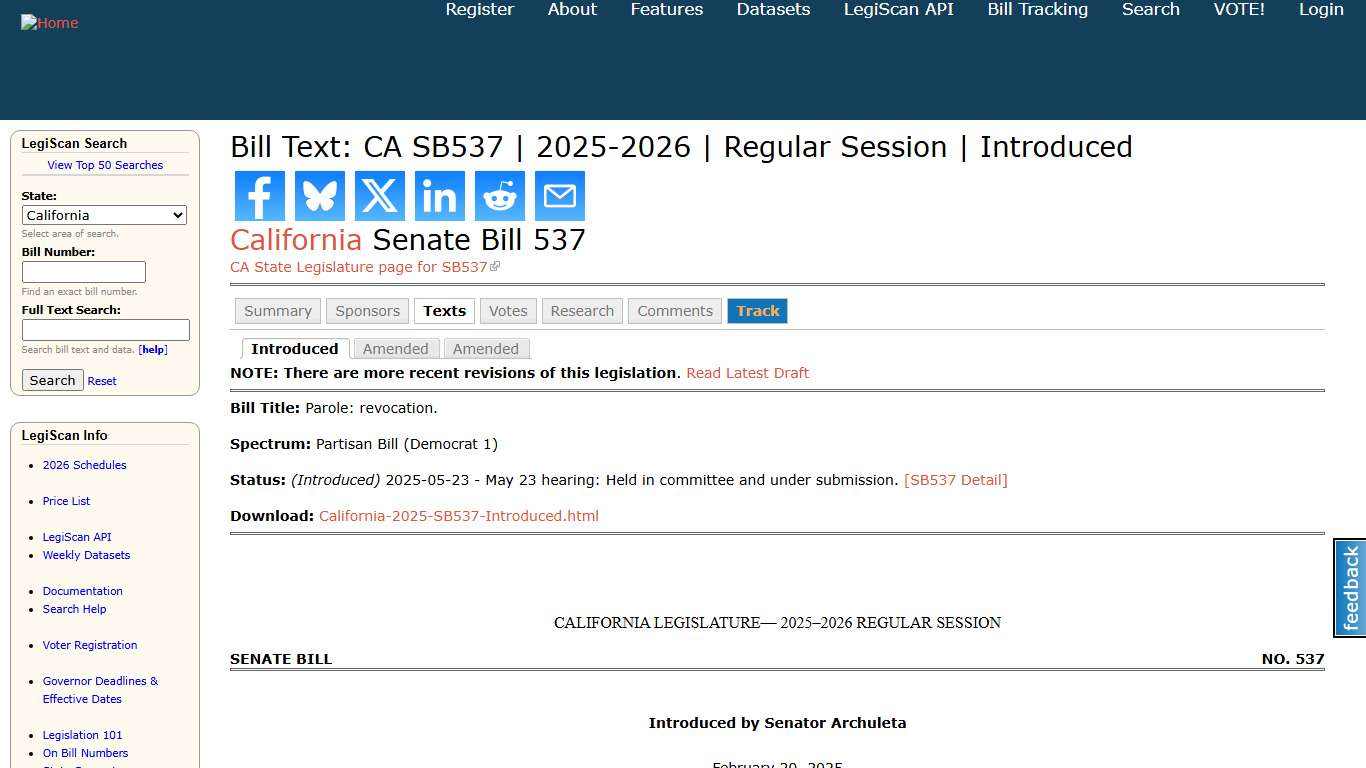 Bill Text: CA SB537 2025-2026 Regular Session Introduced LegiScan